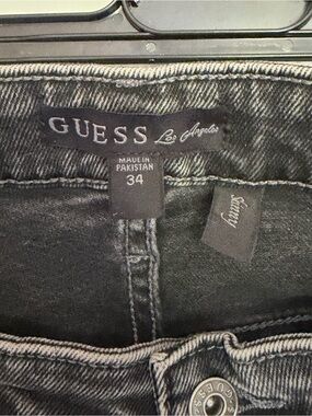 GUESS Los Angeles Black Acid-Wash Men’s Skinny Jeans Size 34 Like New - Deal